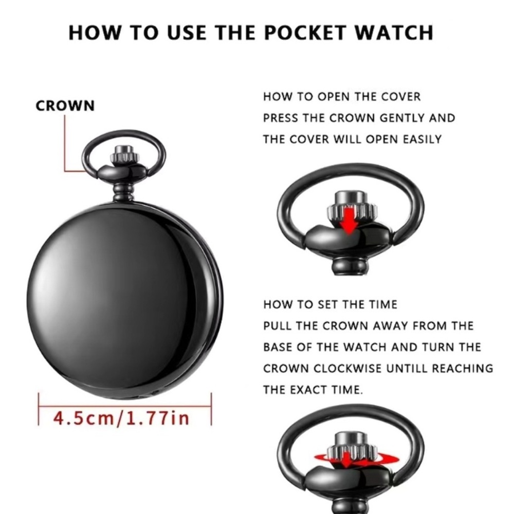 Pocket Watch US Marine Corps Steampunk Chain Quartz Watch Analog Retro Pendant - Picture 5 of 15